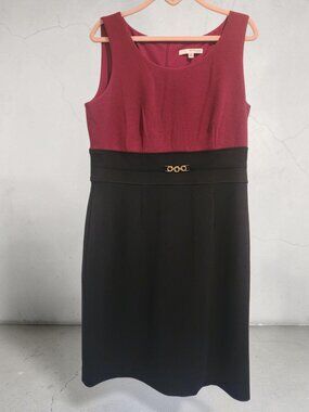 Studio One New York Colorblock Sheath Dress Maroon Wine & Black Sz 12